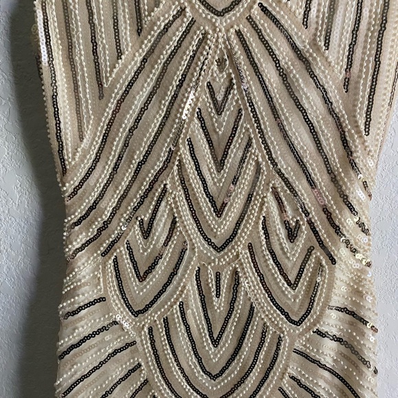 1920 Gatsby Retro. Style Beaded Sequin Fringe Cream Flapper Party Dress Size XS - Picture 6 of 16